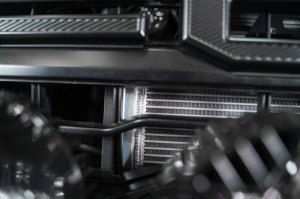 Ford F-150 Raptor R Performance Heat Exchanger - Addictive Desert Designs - High-Mount - Hammer Black Powder-Coated Steel Frame with Raw Aluminum Core - `23-`26